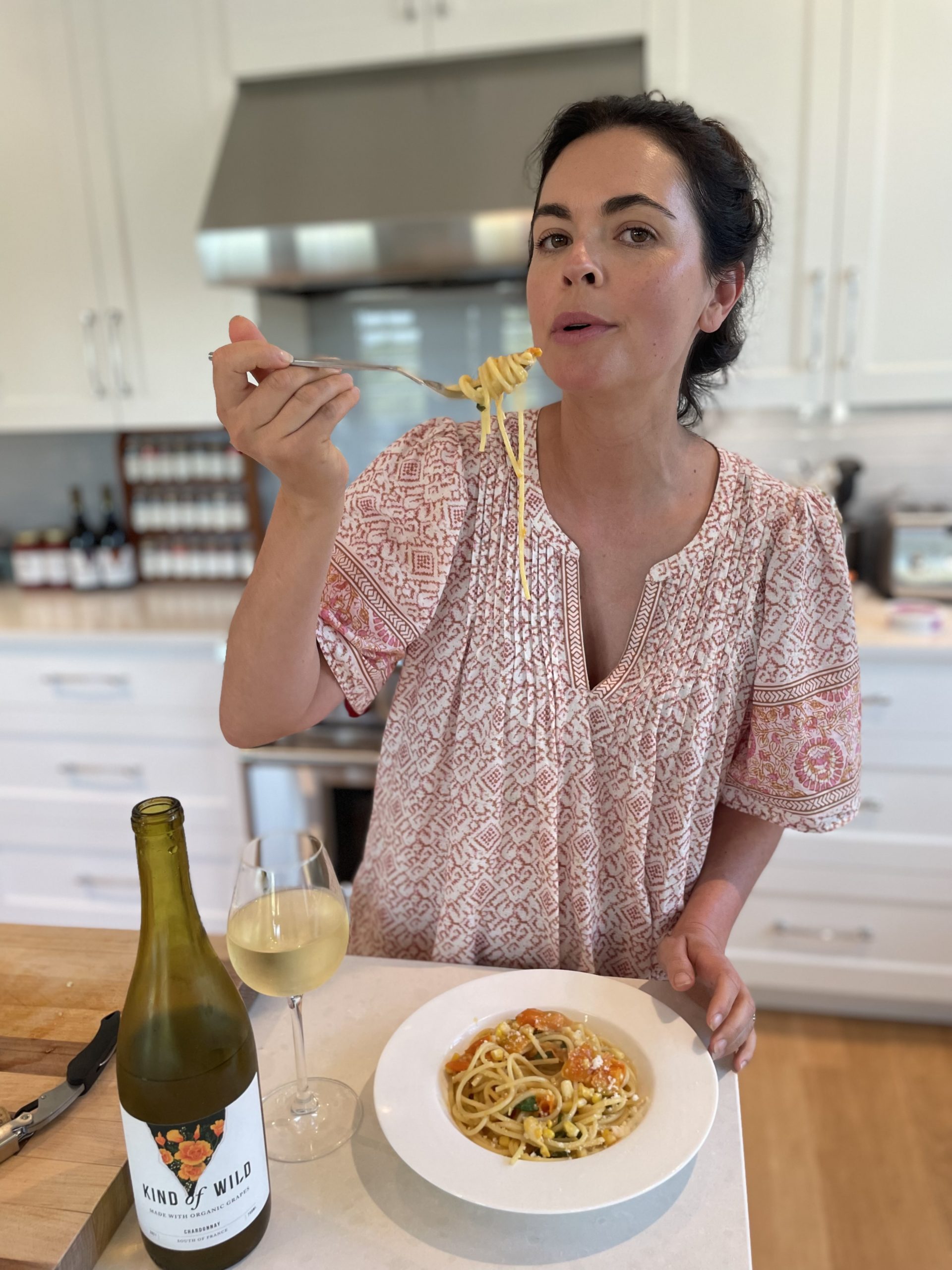 Spaghetti with Yellow Tomatoes and Corn